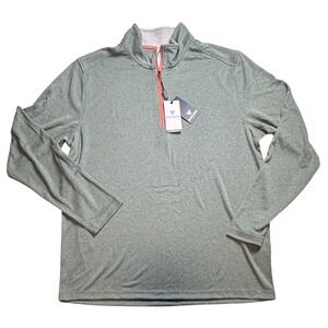 Maelreg Mens Performance Pullover Green Melange Quarter Zip Shirt L NWT-2385